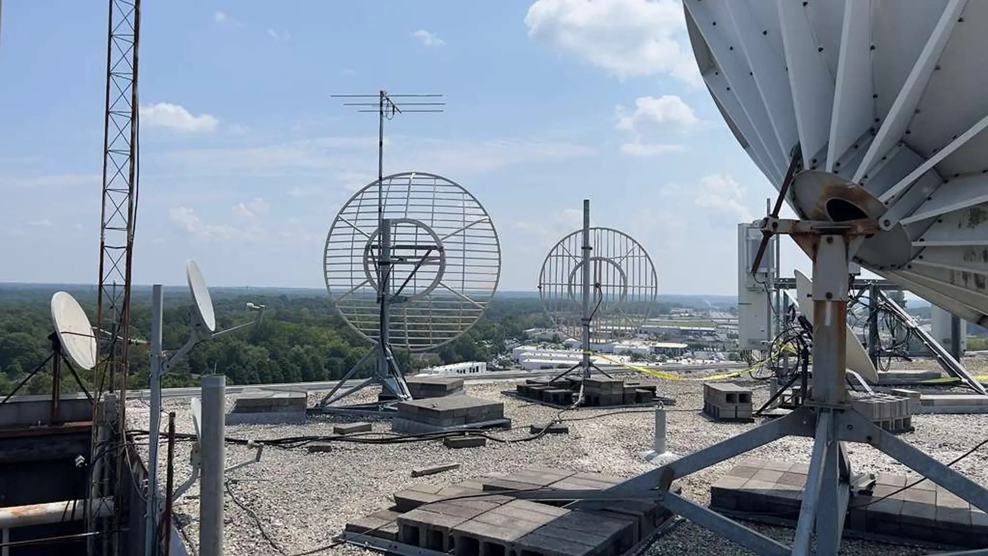 Satellite dishes on rooftop